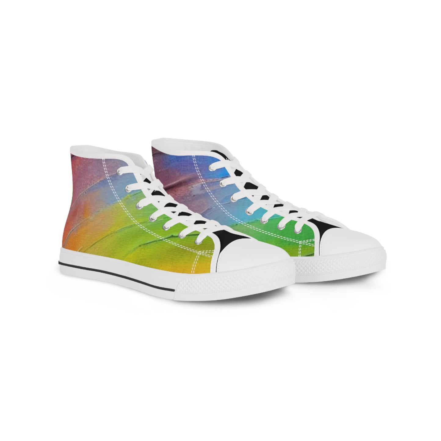 AshleighsCloset Men's High Top Soft Rainbow Oil Painting Inspired Sneakers