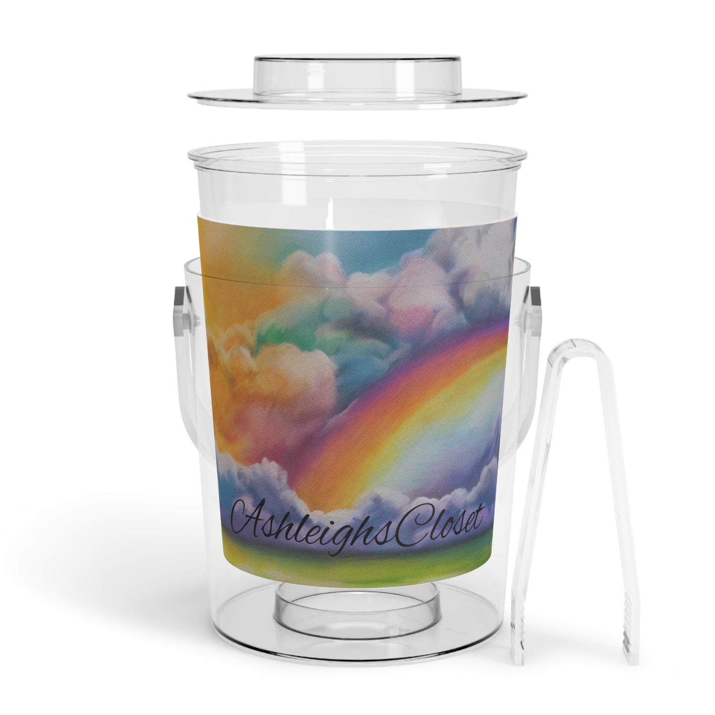 AshleighsCloset Rainbow Skies Ice Bucket with Tongs